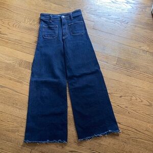 Zara Dark Indigo Wide-Leg Jeans patch pockets